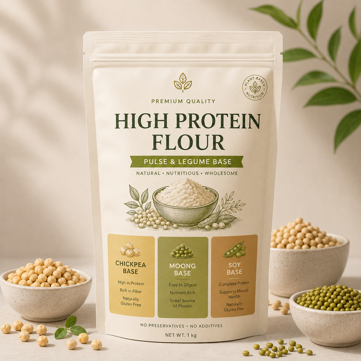 High Protein Flour (Pulse and legume base — chickpea, moong, soy options)